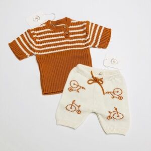 New! FIN & VINCE Knit Bicycle Outfit • 12/18M